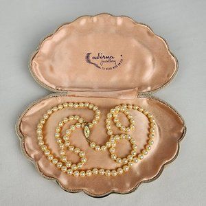 Vintage Hand Tied Cream Faux Pearls With Velvet Case